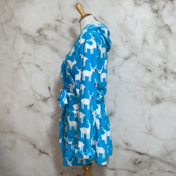 Bottoms Out Gal Light Blue Reindeer Hooded Robe - Picture 4 of 10